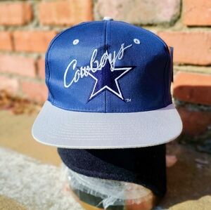 Dallas Cowboys Vintage 90s Snapback Hat NFL AJD Hangtag Script
